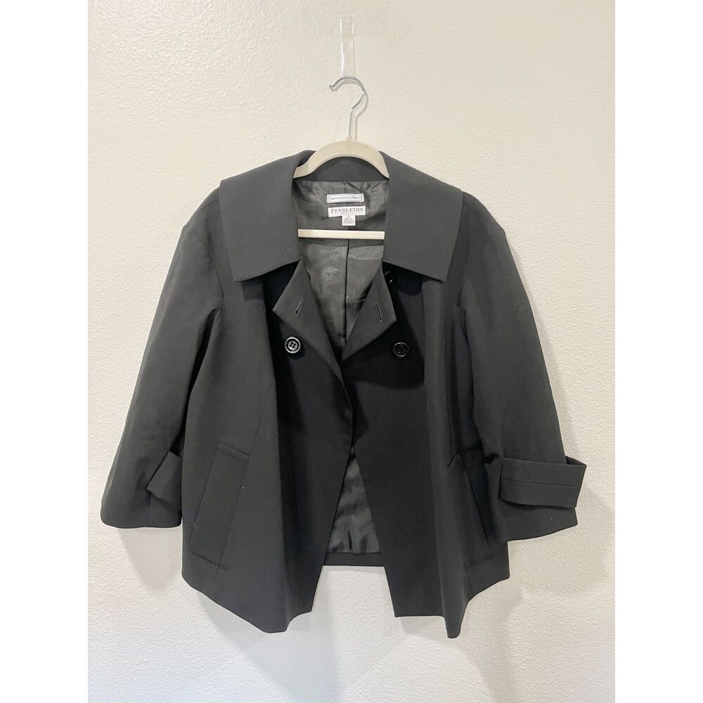 Black Wool Pendleton Trench Coat - image 5